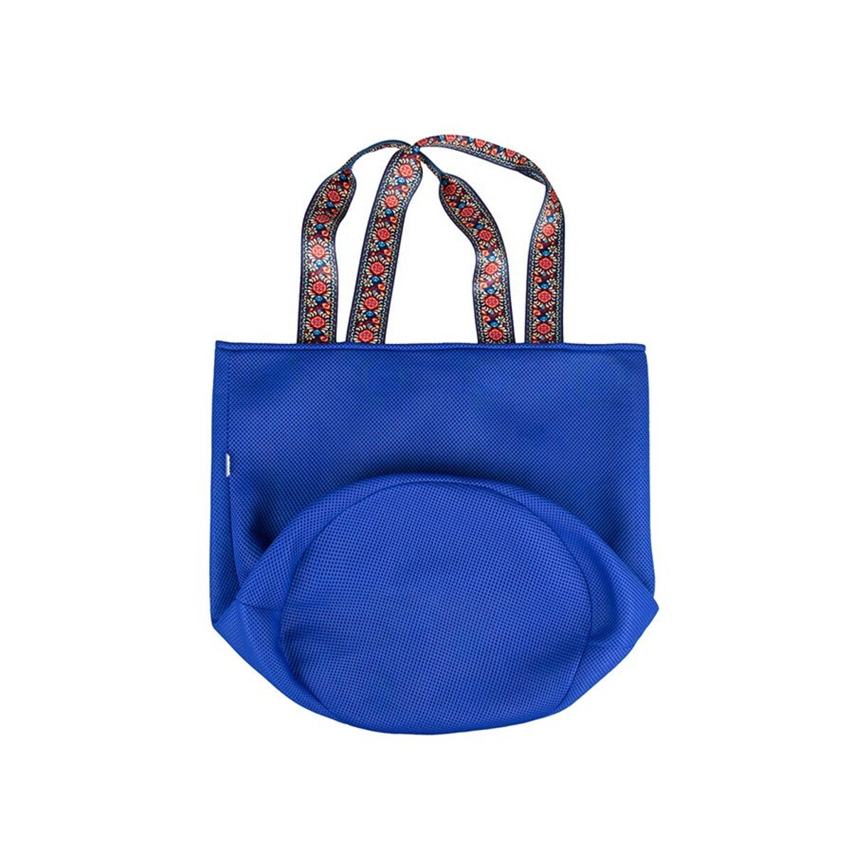 Torba na zakupy z okrągłym spodem, 58x48 niebieska z brzoskwiniowym środkiem