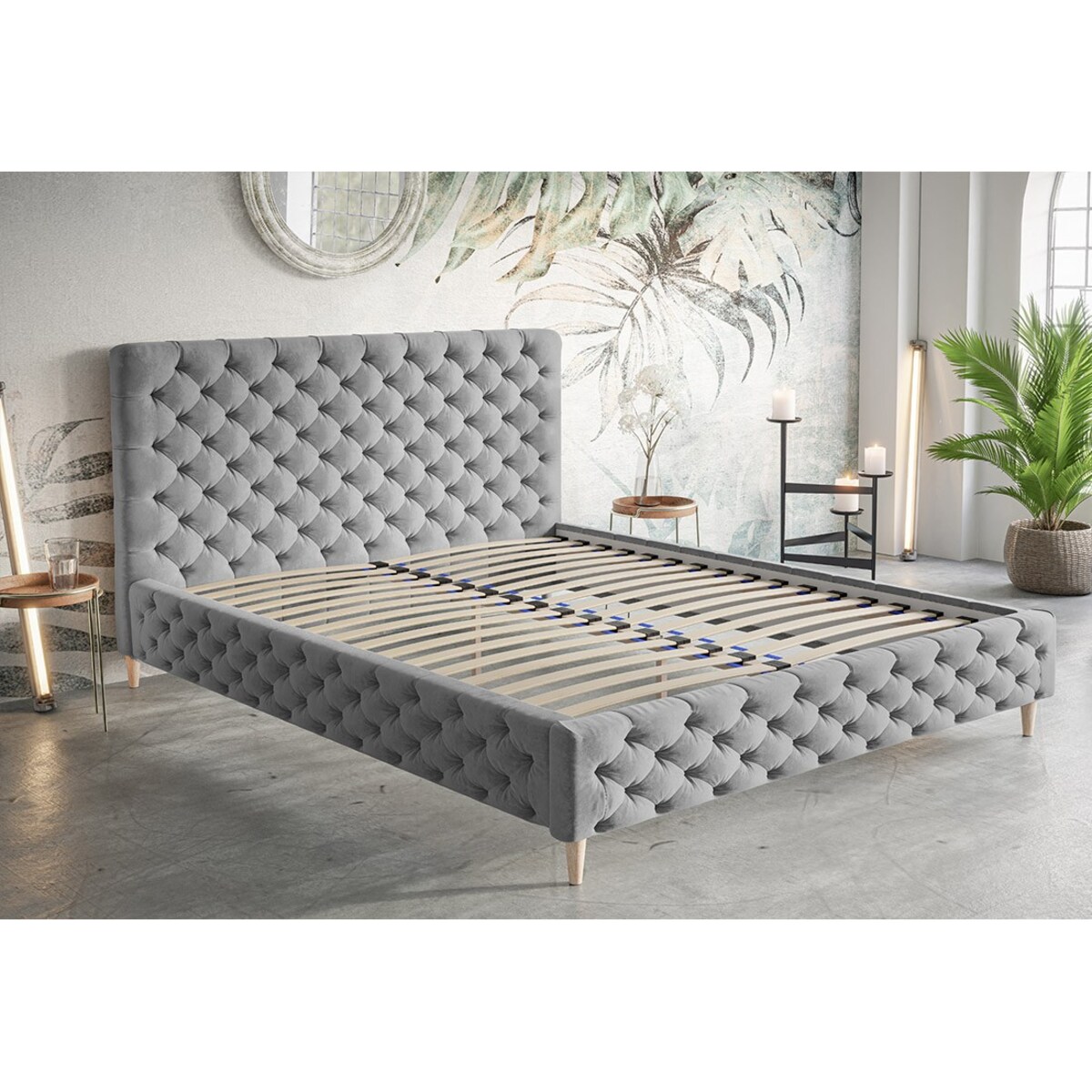 Łóżko sypialniane 180x200 LUXO 5 tapicerowane, pikowane - butelkowa zieleń