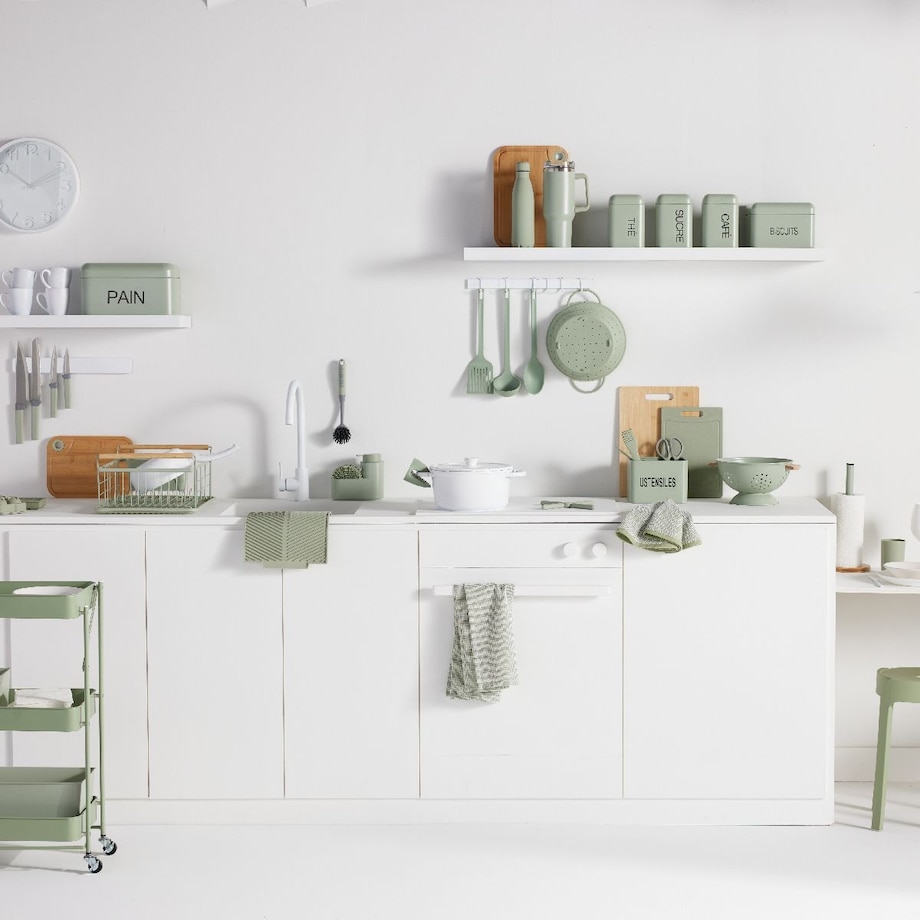 Dozownik na mydło 300 ml i gąbkę 14,5x7,4x16,5 cm MAMUTA szałwia