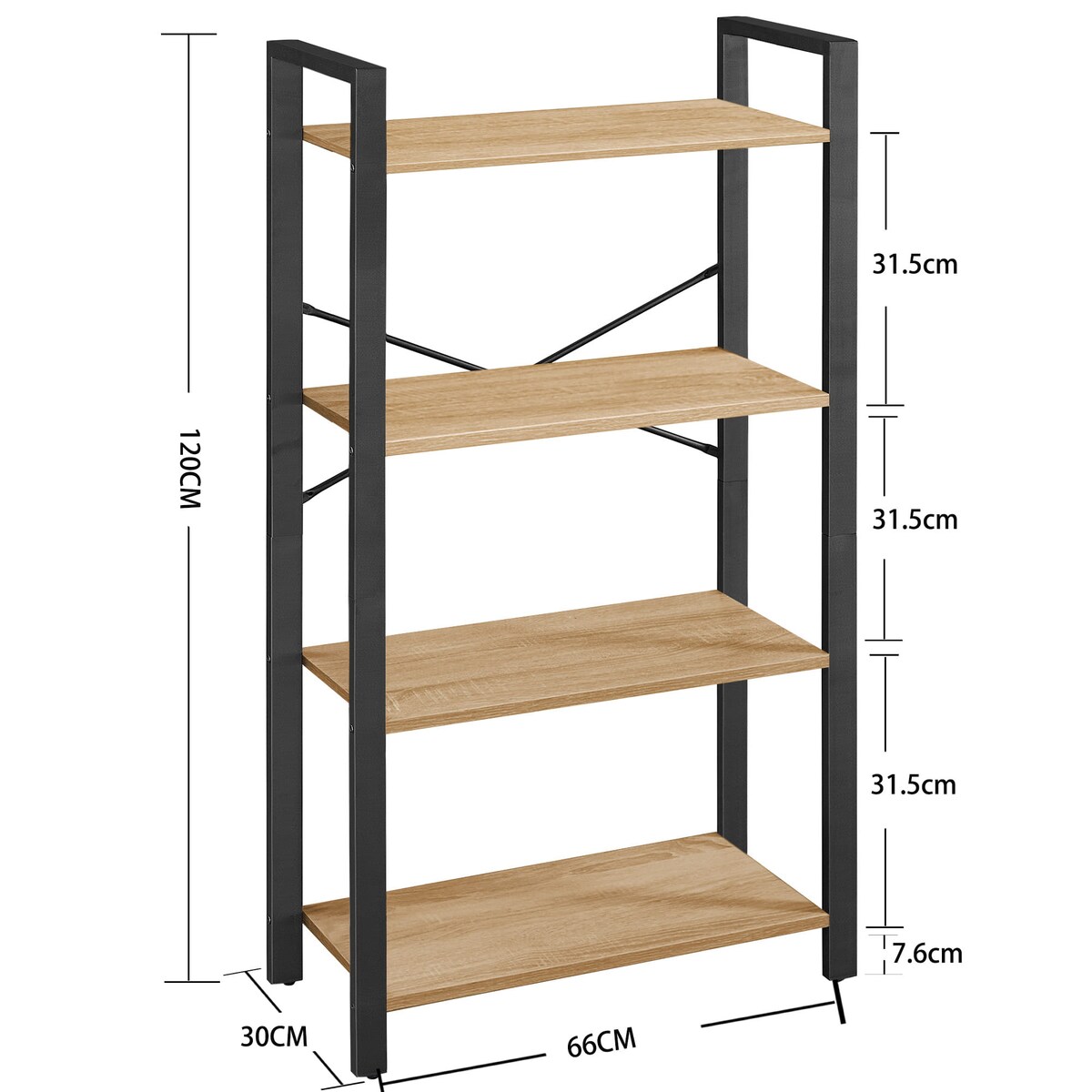 Regał Półka Na Książki 66X30X120 Cm Sonoma