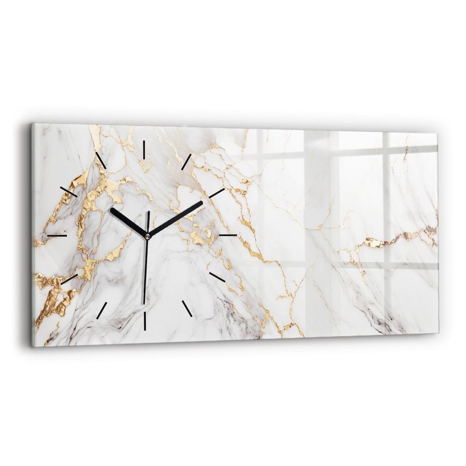Zegar ścienny Marmur Biało-Złoty, 60x30 cm