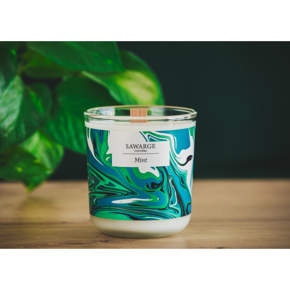 Świeca Zapachowa Sojowa / Drewniany Knot /40h/ Miętowa 200g