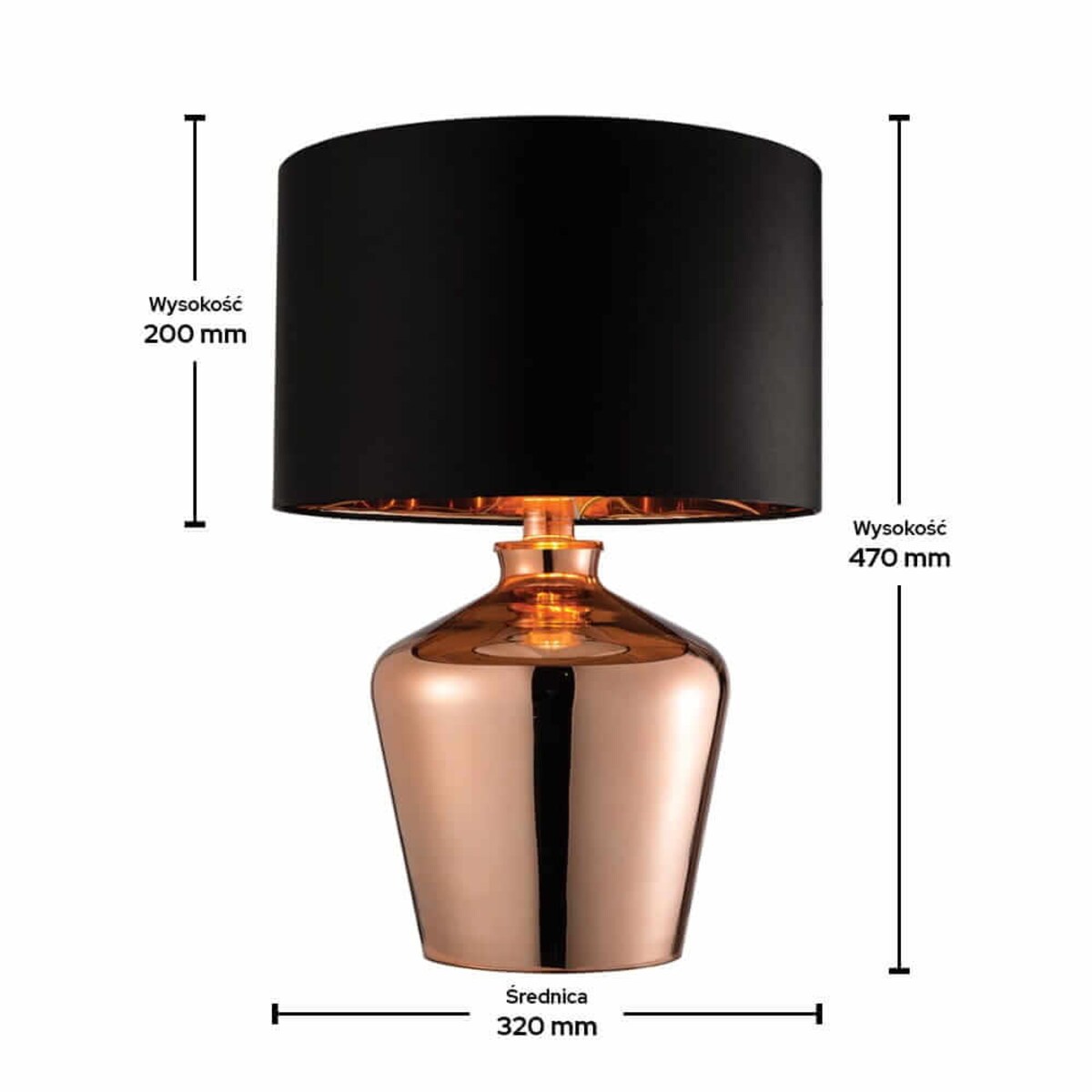 Abażurowa lampka nocna Waldorf 61149 Endon do sypialni czarna miedziana