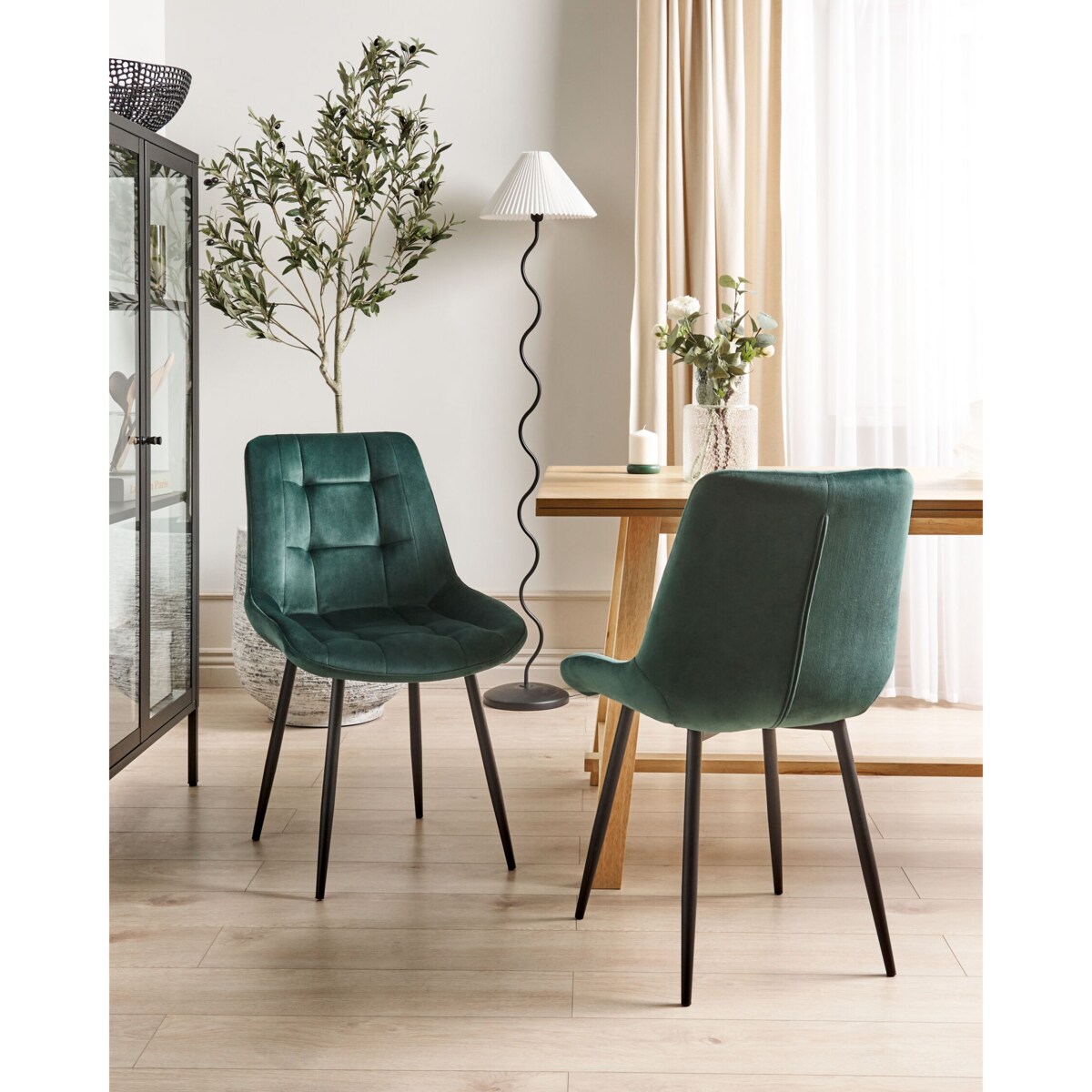 Zestaw 2 krzeseł do jadalni welurowy ciemnozielony MELROSE