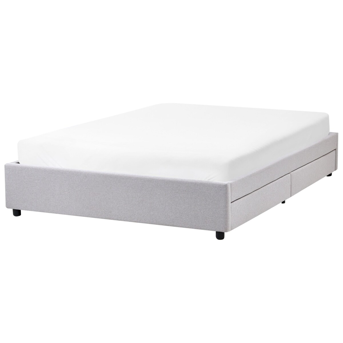 Łóżko z szufladami bez zagłówka PRADES 140 x 200 cm Jasnoszary