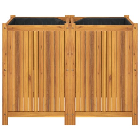 vidaXL Donica ogrodowa z wyściółką, 100x50x75 cm, lite drewno akacjowe