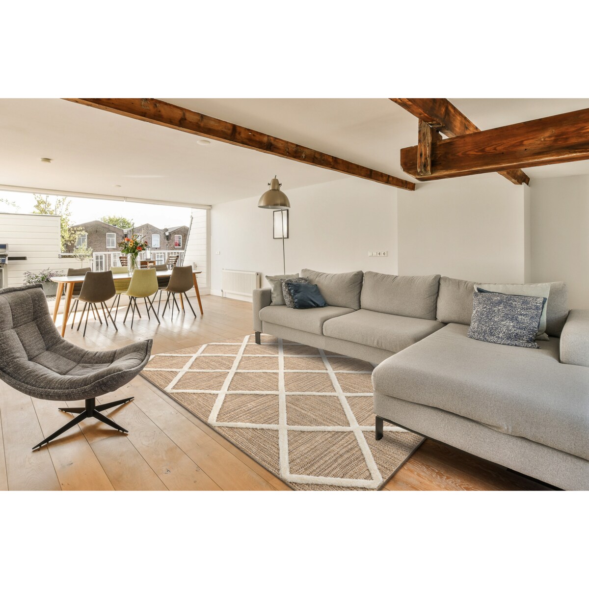 Dywan SPARK 0708A beż / krem - Kratka, romby 120x170 cm