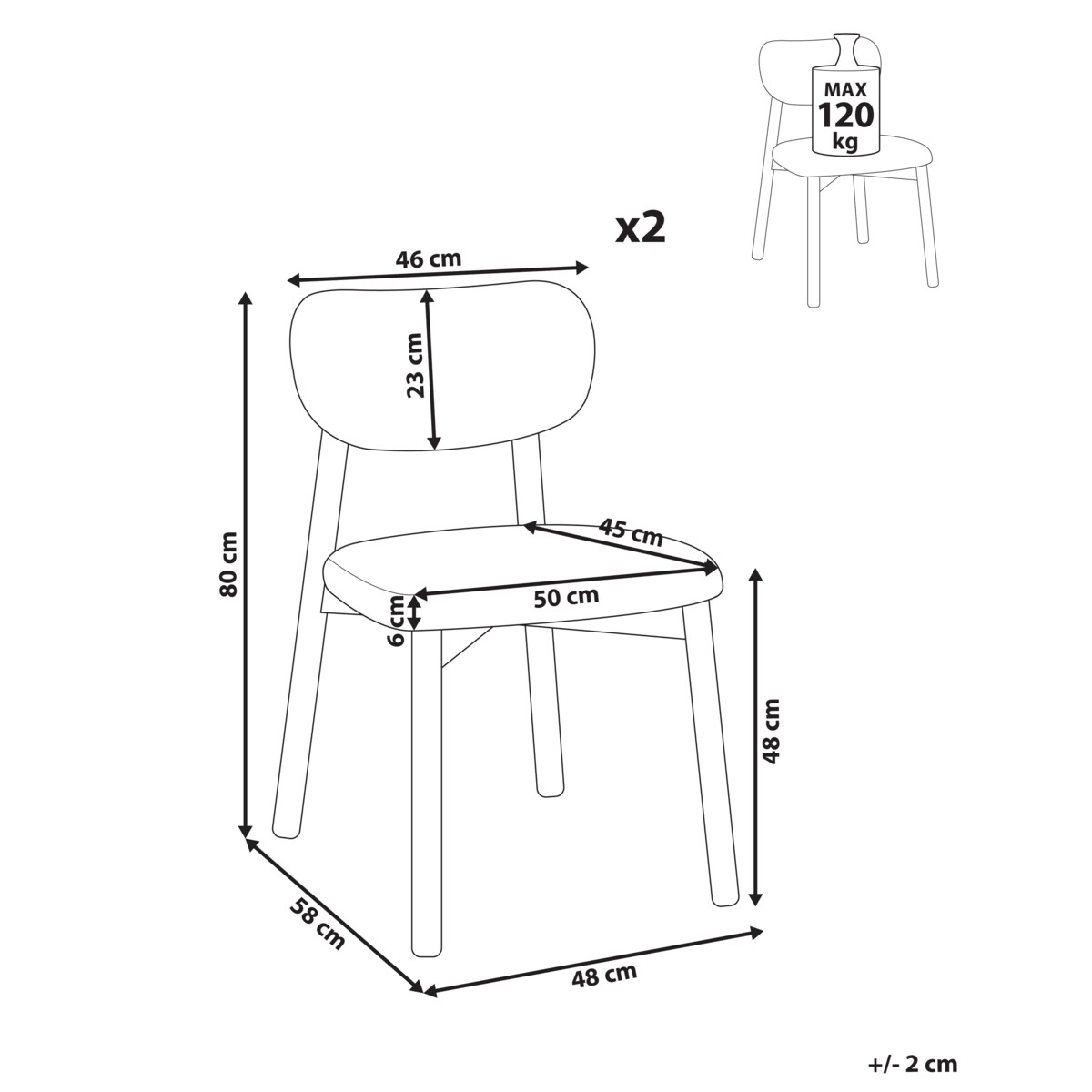 Zestaw 2 krzeseł do jadalni MILLS Boucle Jasnobeżowy