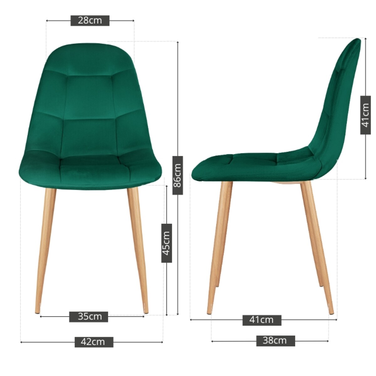 Krzesło tapicerowane do salonu jadalni welurowe pikowane nowoczesne zielone