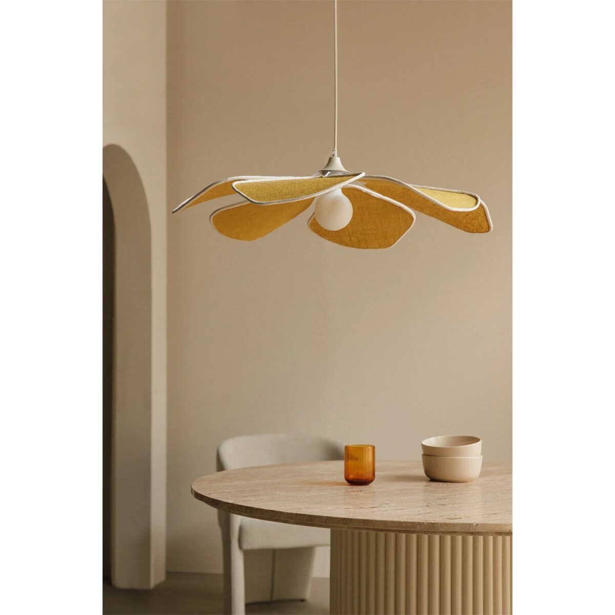 Lampa wisząca żółta Benavid Ø75 cm