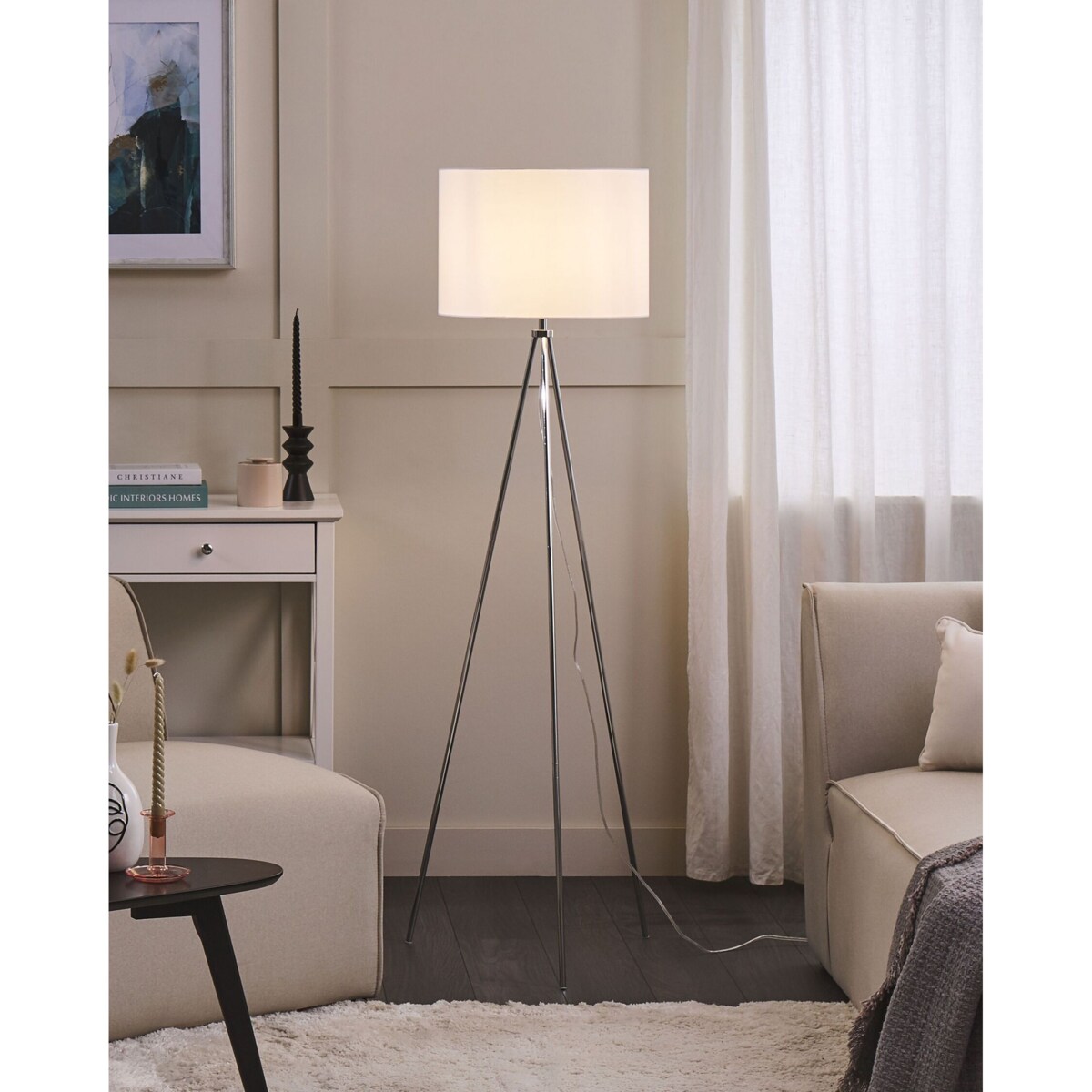 Lampa podłogowa metalowa srebrna VISTULA