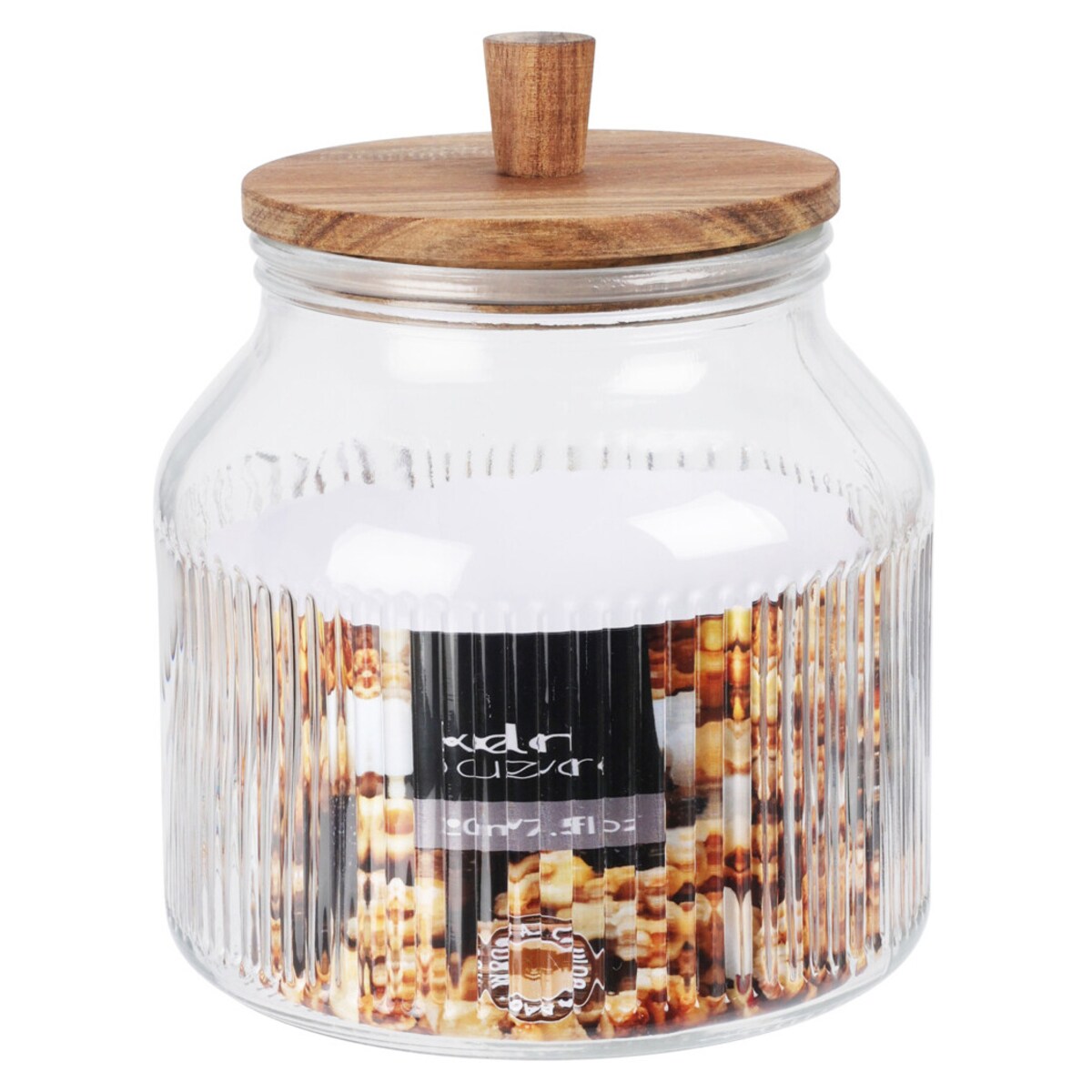 Pojemnik szklany z pokrywą z drewna akacji DONO, 2200 ml