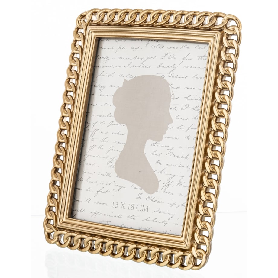 Ramka stojąca ze złotym zdobieniem, 23x18x1,5-13 cm CHAIN-2