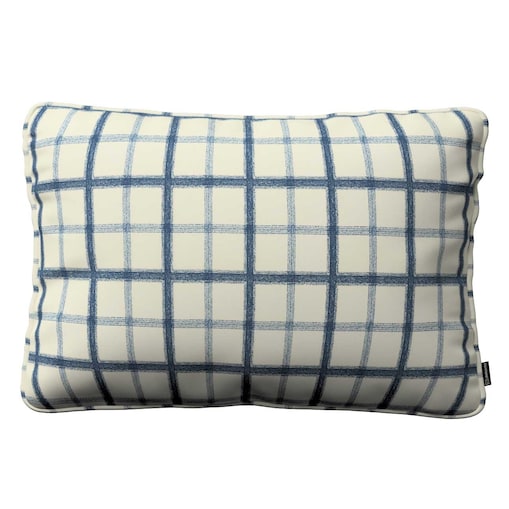 Poszewka Gabi na poduszkę prostokątna 60x40 niebieska kratka tle ecru