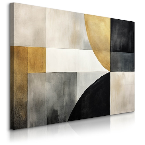 Obraz Abstrakcyjne Kształty Złote Ornamenty Styl Nowoczesny 70x50cm