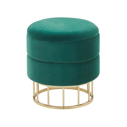 Puf ze schowkiem ⌀ 37 cm ciemnozielony ELGIN