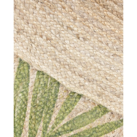 Dywan okrągły z juty w liście ⌀ 140 cm beżowo-zielony BUGAY