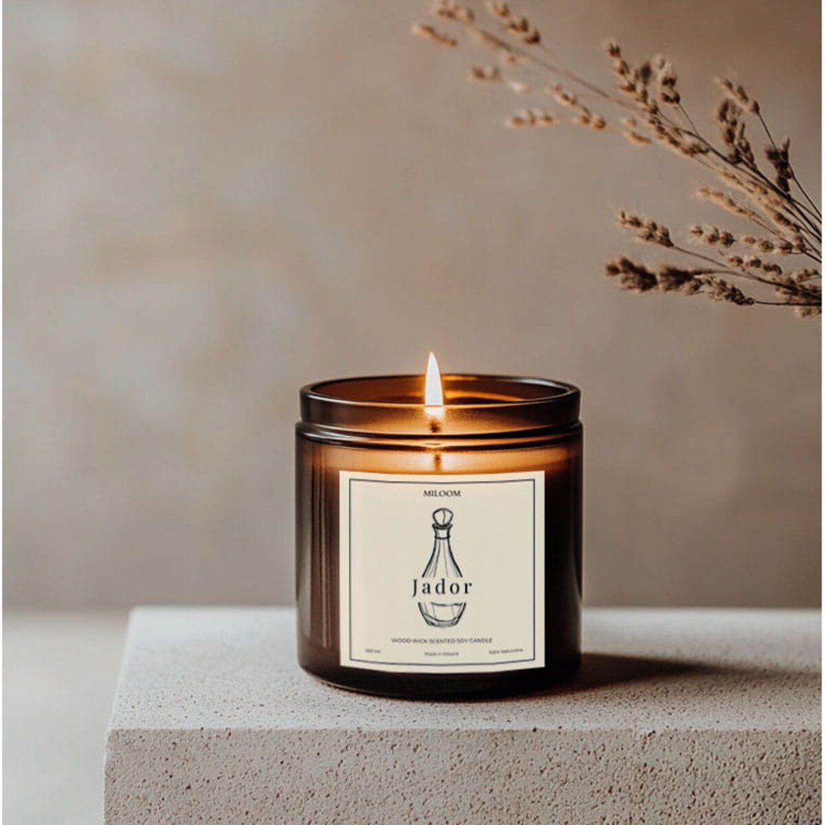 Świeca Sojowa Zapachowa z Drewnianym Knotem JADOR 230 ml Miloom