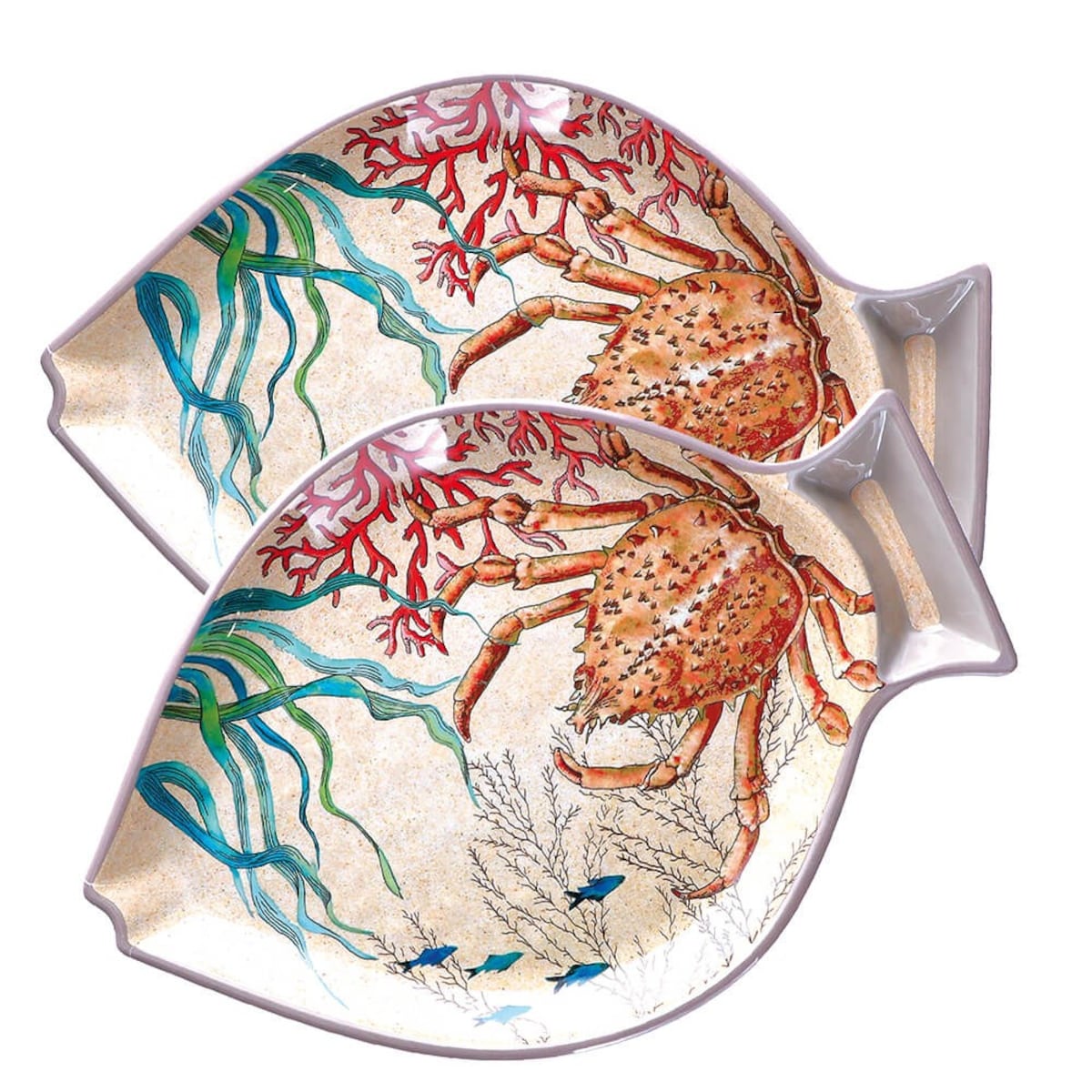 Zestaw 2 talerzy z melaminy Sea Life ryby - 33 x 23 cm