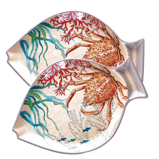 Zestaw 2 talerzy z melaminy Sea Life ryby - 33 x 23 cm