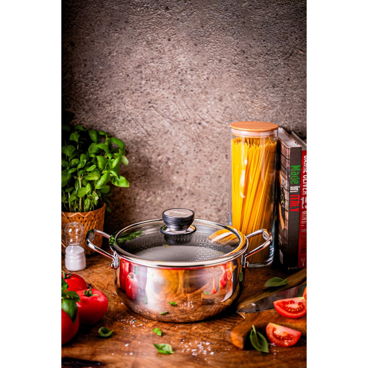 Profesjonalny garnek Mitsu 5 L, 24 cm z pokrywką Plaster miodu Na indukcje Na gaz Nierdzewny
