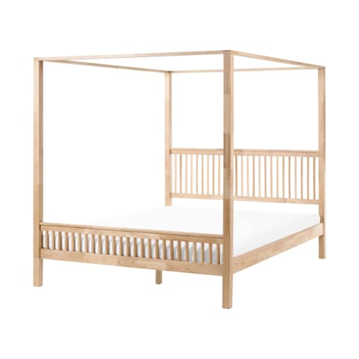 Łóżko z baldachimem Drewno HARFLEUR 180 x 200 cm Jasnobrązowy