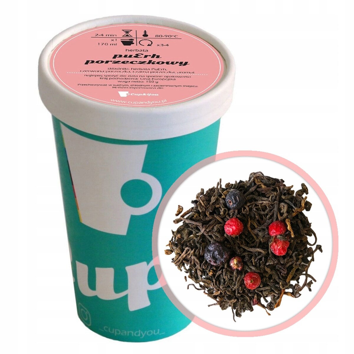 Herbata czerwona pu-erh PORZECZKOWY sypana czarna i czerwona porzeczka 150g