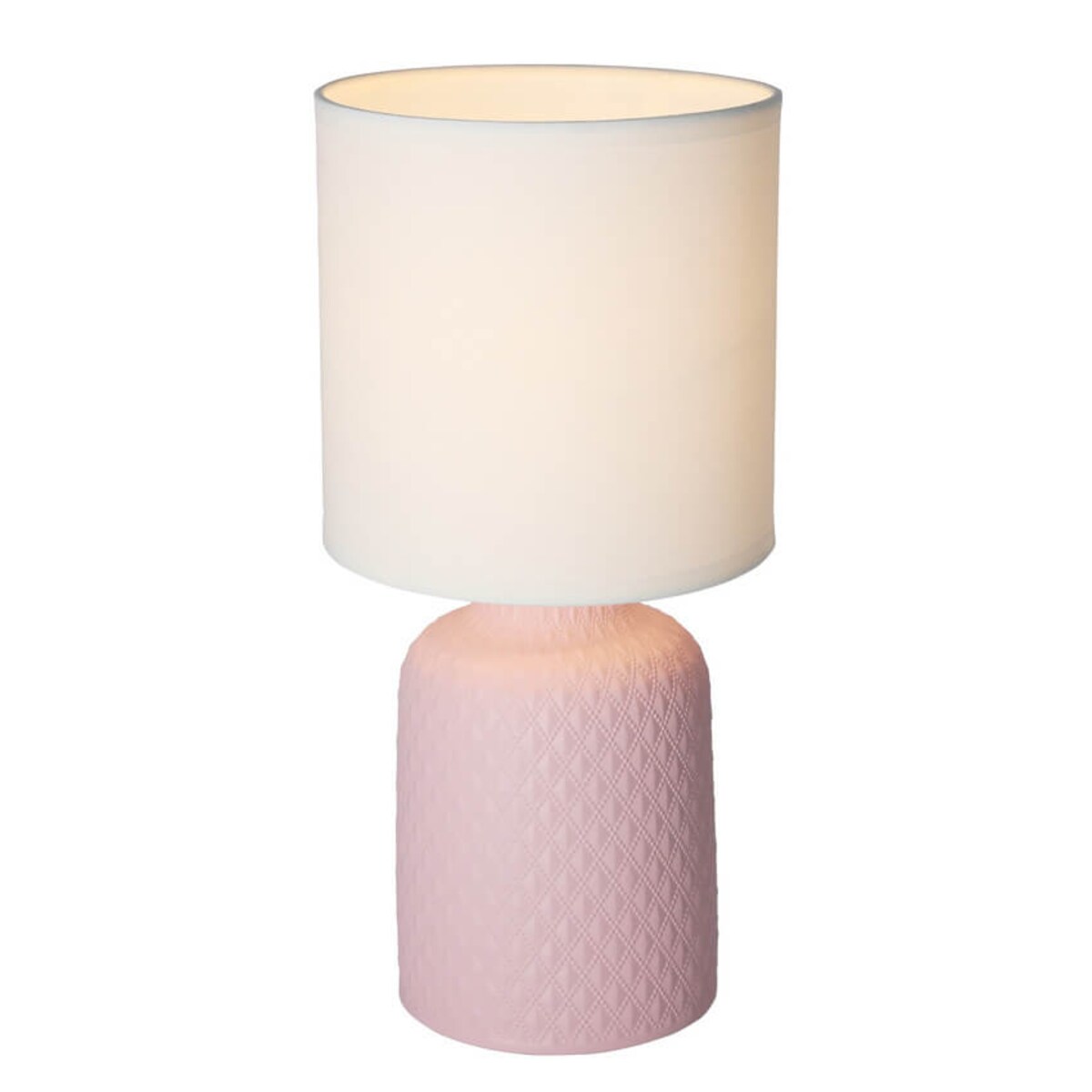 Nocna lampka Iner 41-79855 Candellux ceramika z abażurem biała różowa