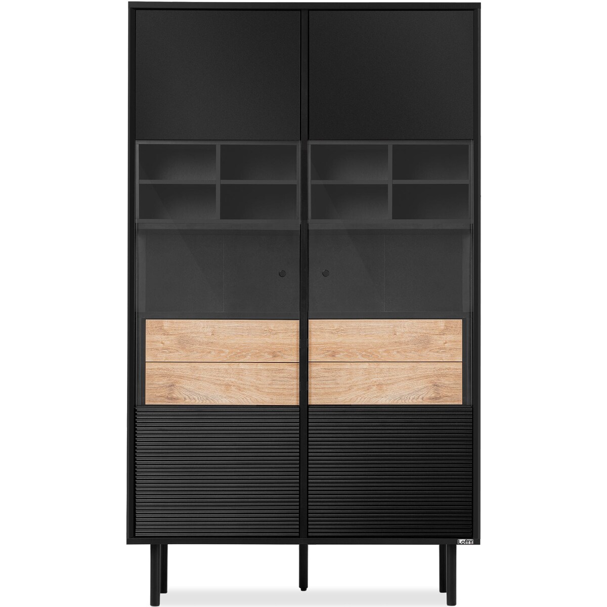 KONSIMO LOFTY Dwudrzwiowa witryna w stylu loft na wysokich nogach