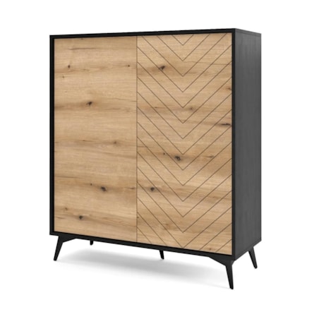 Komoda wysoka GALAXY 2D 104 cm czarna/dąb evoke