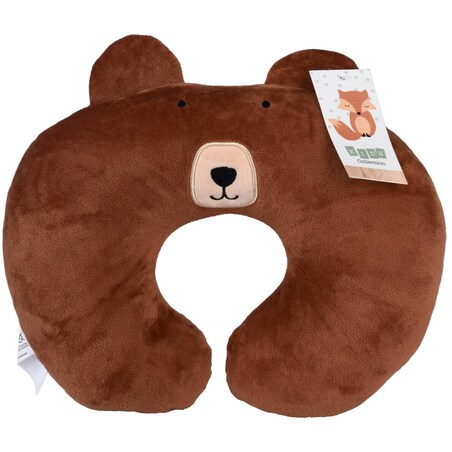 Poduszka podróżna dla dzieci, rogal miś, 30 x 30 x 9 cm