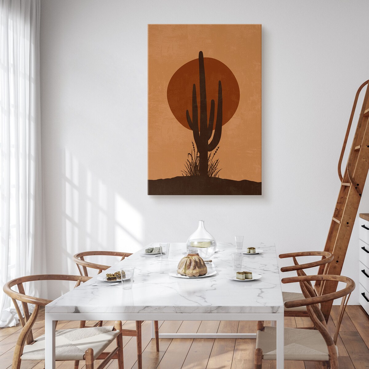 Obraz Kaktus Zachód Słońca Abstrakcja Styl Boho 30x40cm