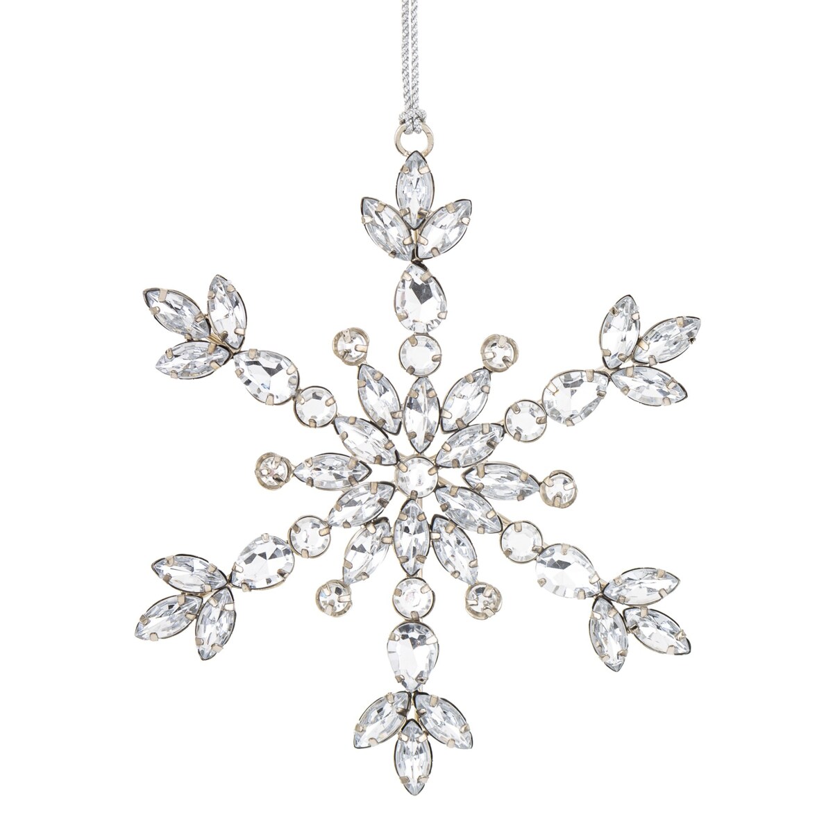 Ozdoba - zawieszka 2 szt. śnieżynki srebrne 13,5x11 cm FIOCCO DI NEVE bis