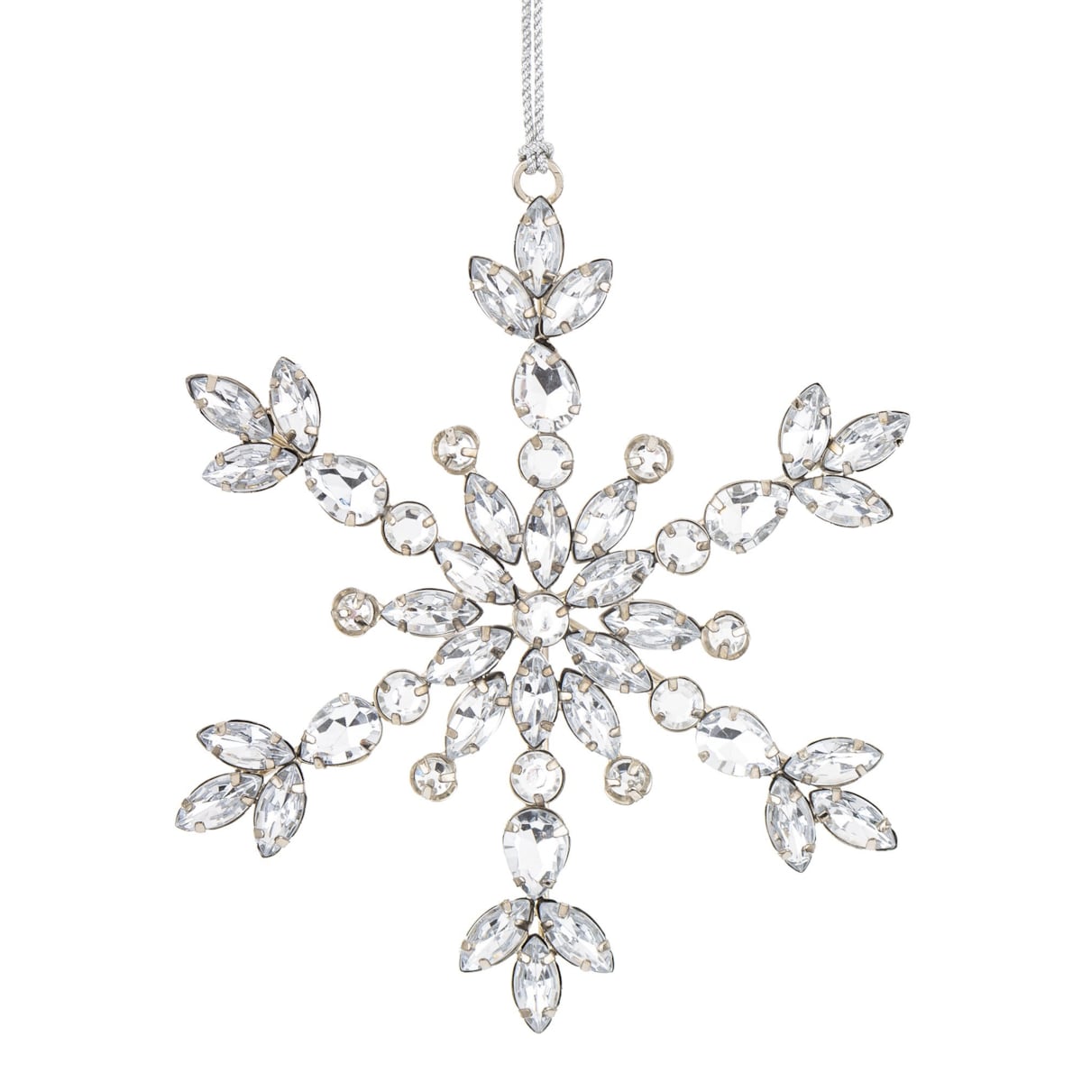 Ozdoba - zawieszka 2 szt. śnieżynki srebrne 13,5x11 cm FIOCCO DI NEVE bis