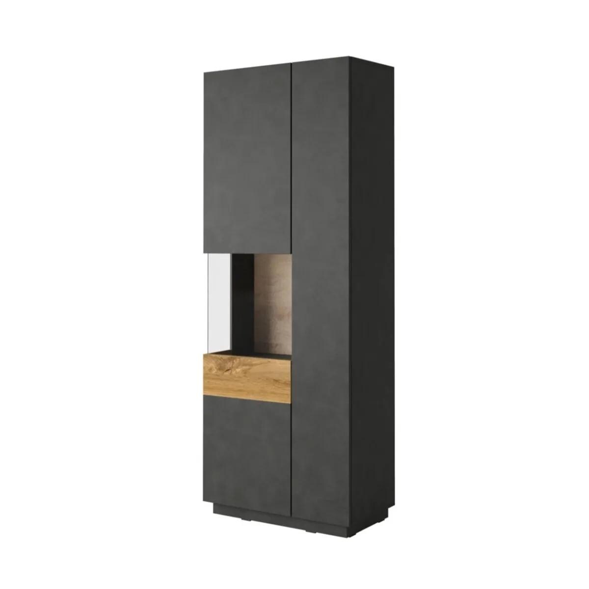 Witryna wysoka SILKE 2D 80cm matera/dąb wotan lewa