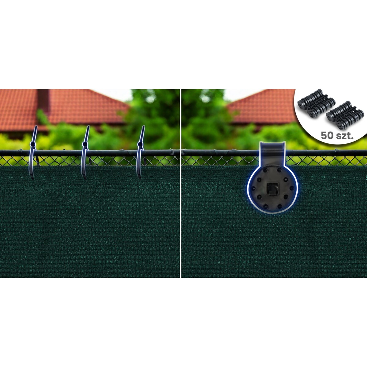 Siatka cieniująca Plonos 1,5x50m maskująca mata na płot ogrodzenie osłona 80% + UV