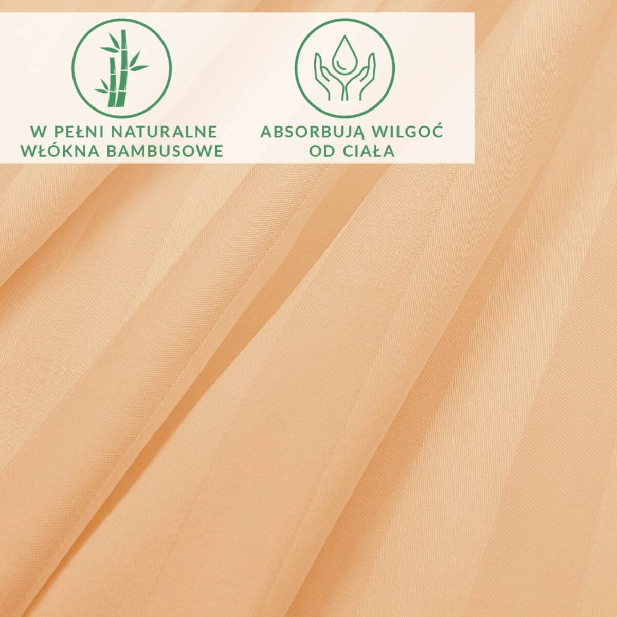 Prześcieradło bambusowe satyna bawełniana 220x260 Bamboo paski, beżowe