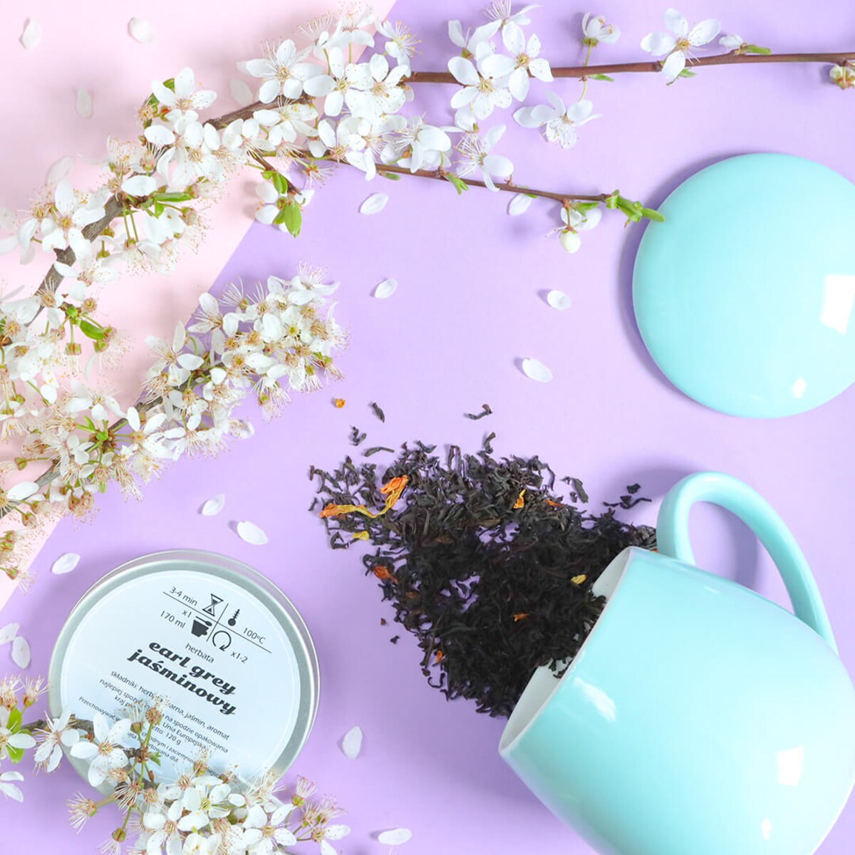 Herbata czarna sypana EARL GREY JAŚMINOWY o smaku bergamotki z nutą jaśminu - herbata liściasta sypana mieszanka napar susz - gotowa na prezent upominek