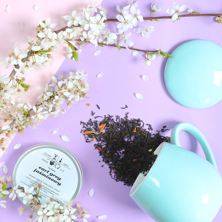 Herbata czarna sypana EARL GREY JAŚMINOWY o smaku bergamotki z nutą jaśminu - herbata liściasta sypana mieszanka napar susz - gotowa na prezent upominek