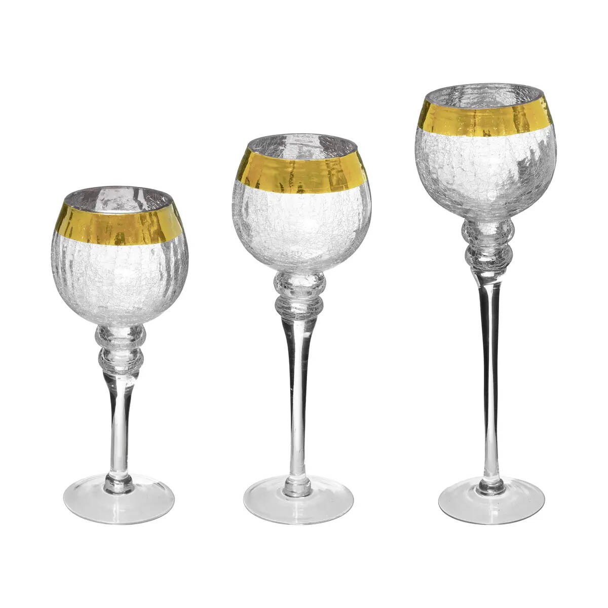 Zestaw świeczników w formie kielichów, wys. 30/35/40 cm