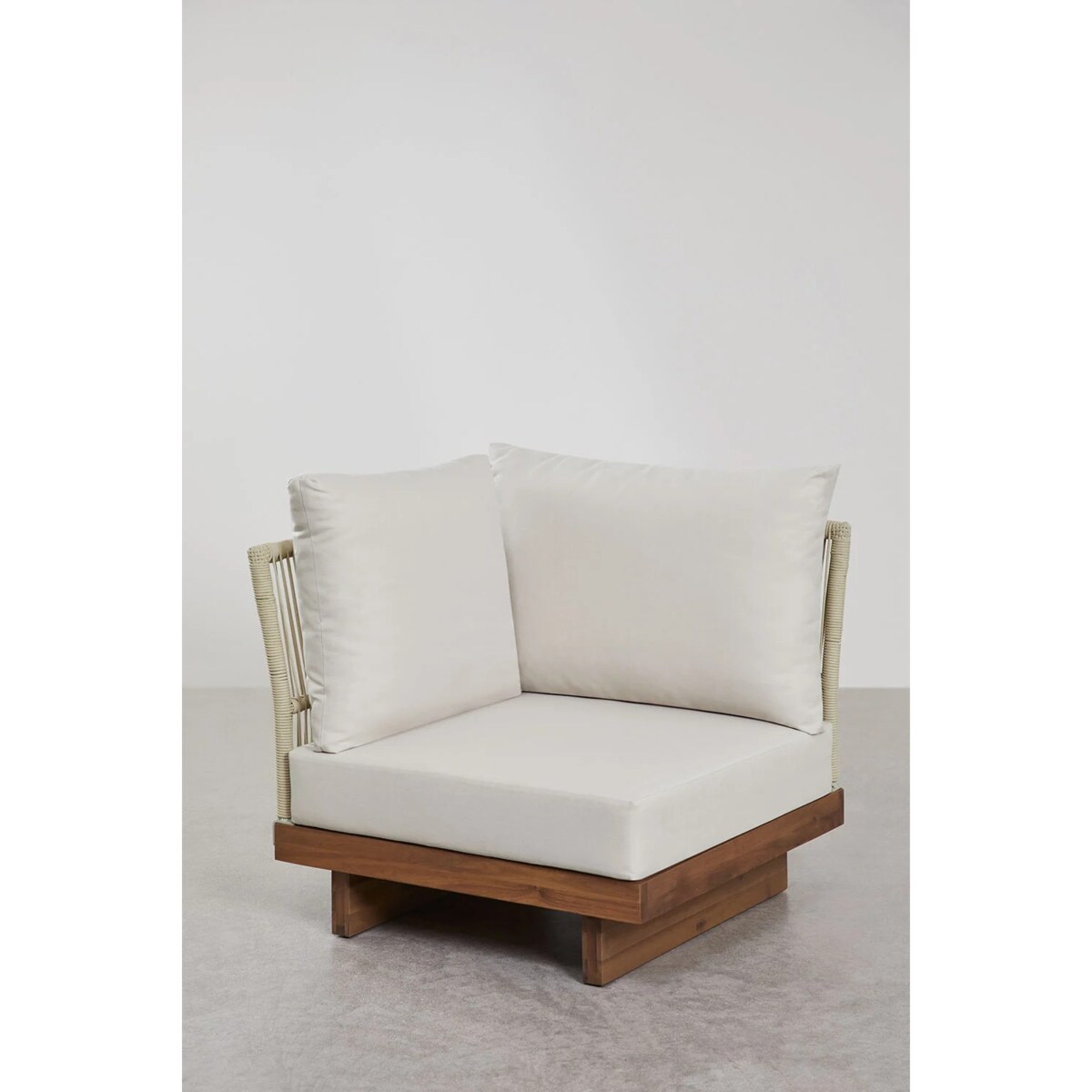 Zestaw ogrodowy: 4-częściowa sofa, stolik kawowy z pufem z drewna akacjowego Dailin