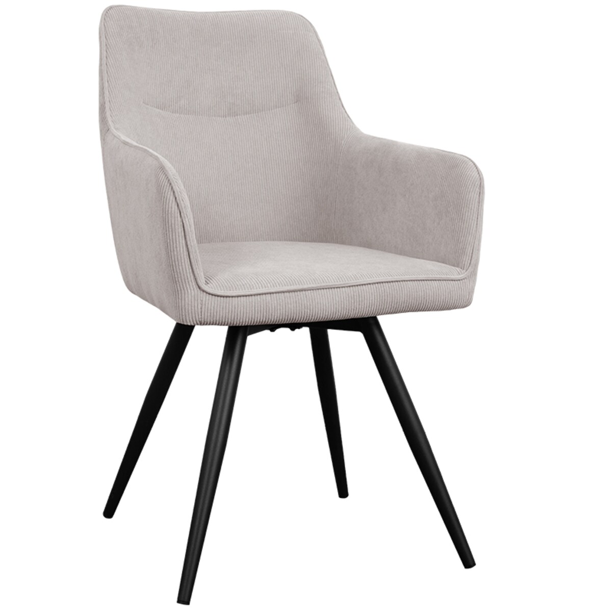 Krzesło obrotowe szare 360 stopni z czarnymi nogami sztruks