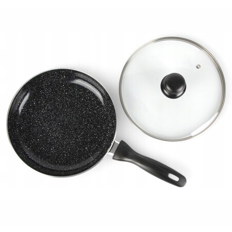 Patelnia Granitowa Pokrywka 24 Cm Plaster Miodu Indukcja Gaz 2.0L Wysoka 5.8