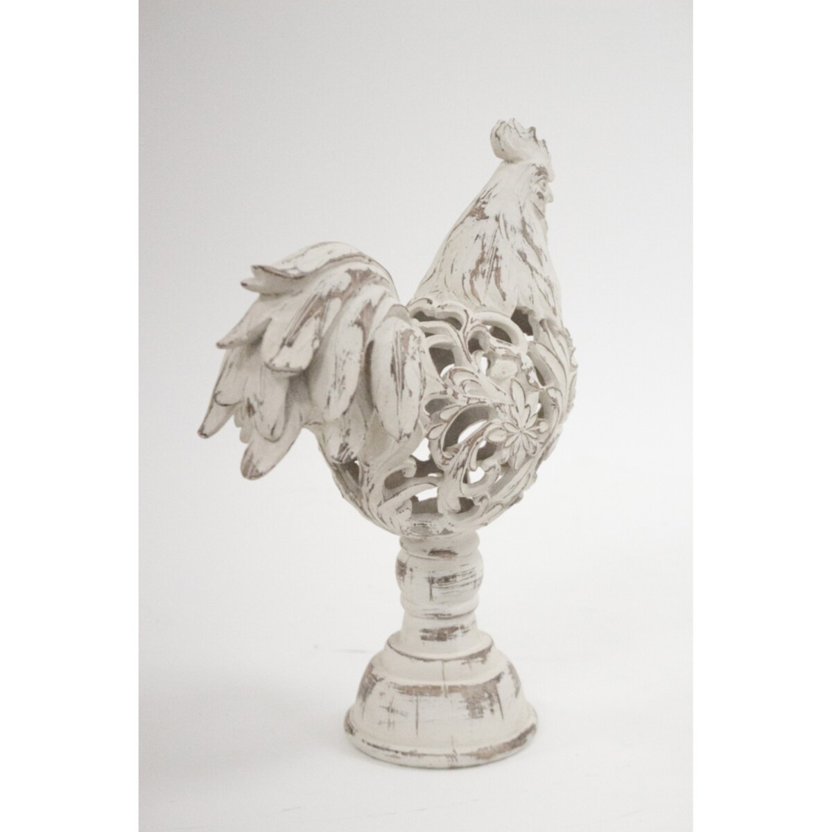 Dekoracja - szaro-brązowy KOGUT 29x21x10,5 cm ażurowy