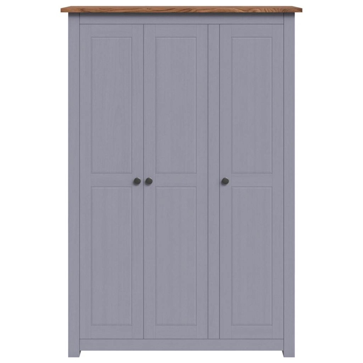 vidaXL Szafa trzydrzwiowa, szara, 118x50x171,5 cm, sosna, seria Panama