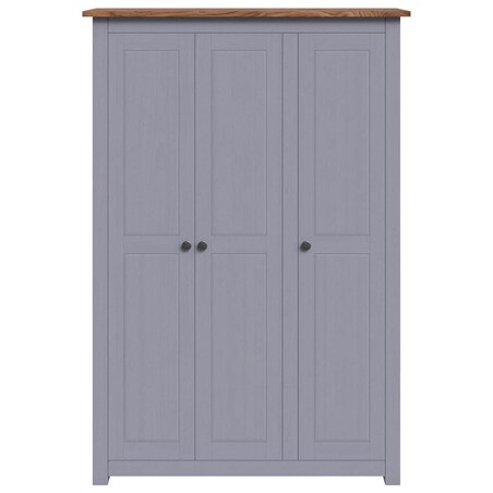 vidaXL Szafa trzydrzwiowa, szara, 118x50x171,5 cm, sosna, seria Panama