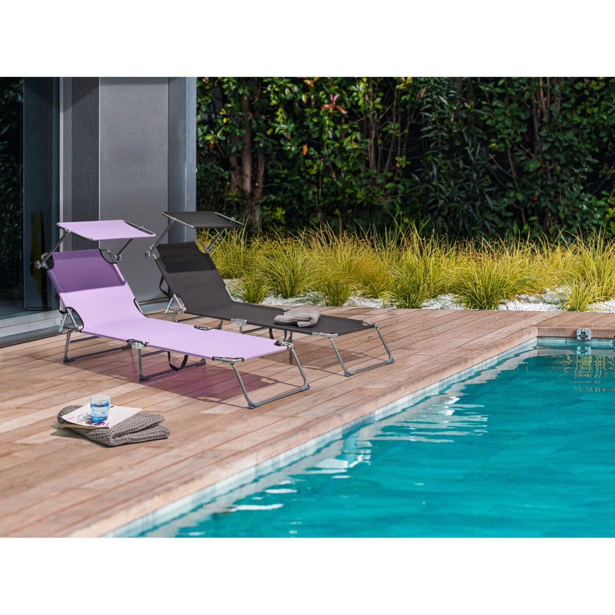 Leżak ogrodowy FOLIGNO Metal Fioletowy
