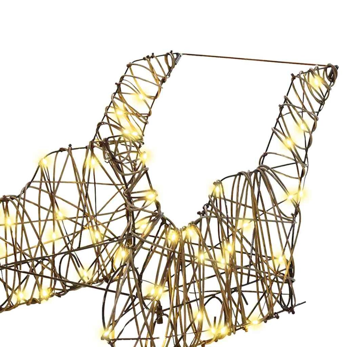 vidaXL Renifer ciągnący sanie Ciepła biel 52.5 x 28 x 32.5 cm rattan