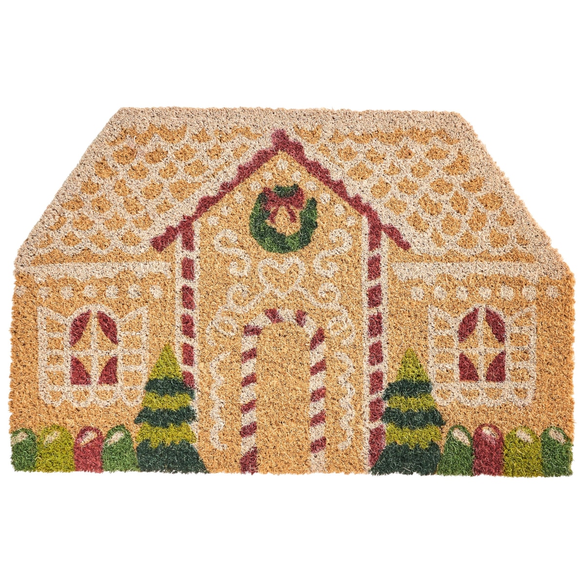 Wycieraczka SELATNA Naturalny 45 x 75 cm Wzór świąteczny Włókno kokosowe