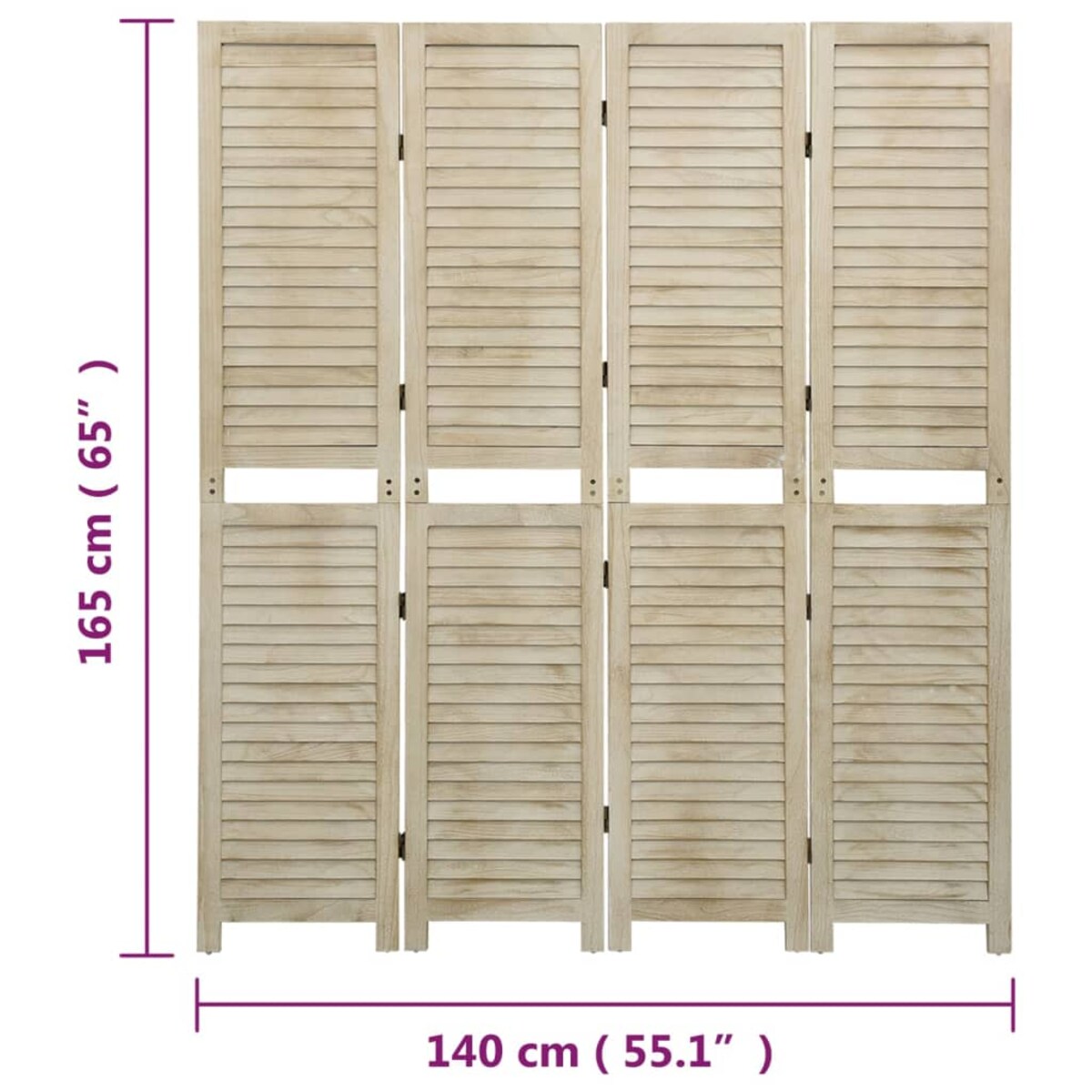 vidaXL Parawan 4-panelowy, 140x165 cm, lite drewno paulownia